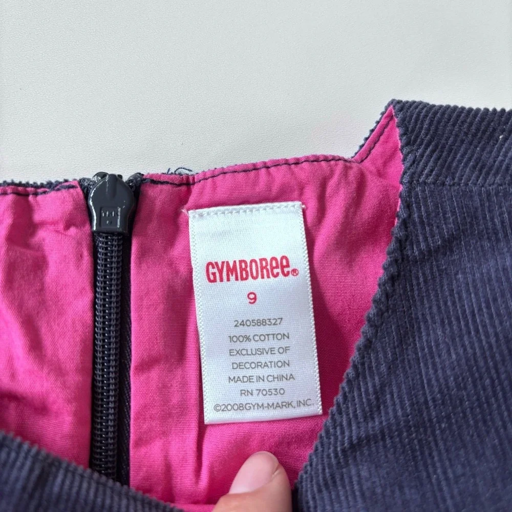 Gymboree Girls Jumper Dress‎ Size 9 Blue Corduroy Sequin Poodle